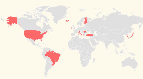 map of the world with countries highlighted to show those participating in the MiStory consortium