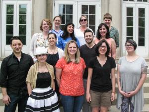 group photo of 2015 Community of Scholars participants on the steps of Lane Hall