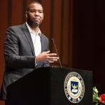 color photo of Ta-Nehisi Coates speaking at U-M