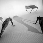 black and white photograph of two dancers