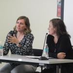 photograph of Beth Tarini and Jennifer Reich at table