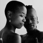 black and white photograph of two women