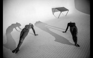 black and white photograph of two dancers
