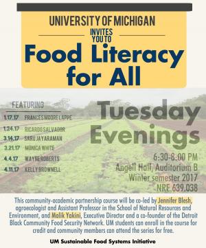 lecture series poster for Food Literacy for All
