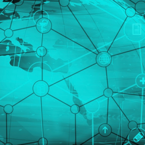 image of a globe with interconnecting lines