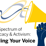 Symposium image with hand and megaphone