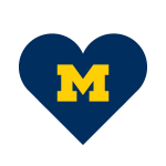 blue heart with yellow block M