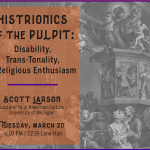 black and white drawing of an evangelical event in a church with the talk title