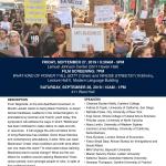 poster with information about Mobilizing Blackness symposium. Photo of large street protest.
