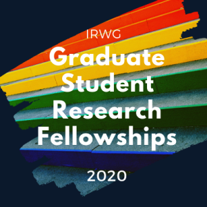 image of abstract colors and lines with text reading"IRWG Graduate Student Research Fellowships: 2020"