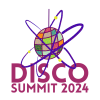 A colorful disco ball with the words: "DISCO SUMMIT 2024"