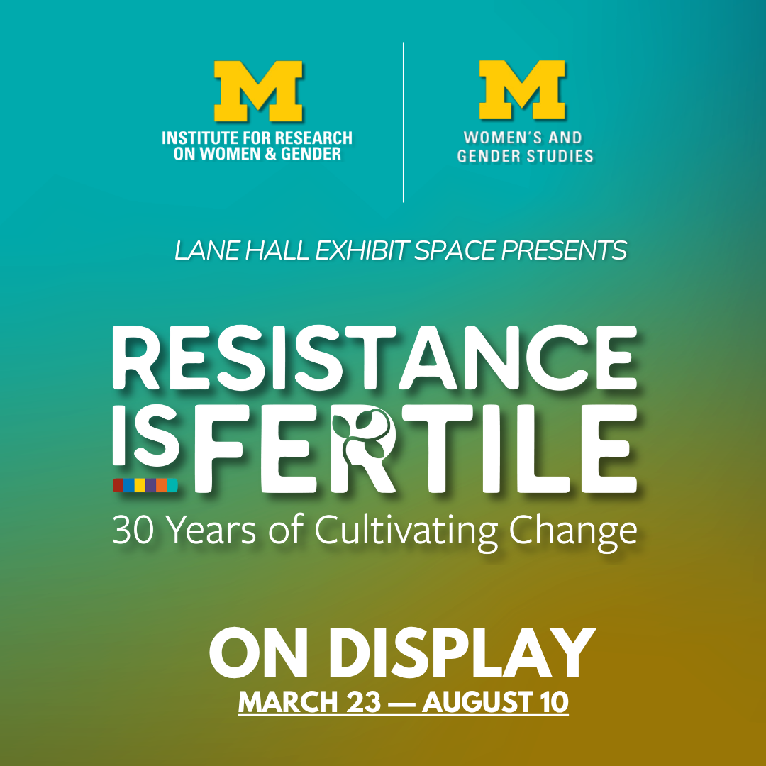 Resistance is Fertile graphic with brandmarks & typography with vining leaves.